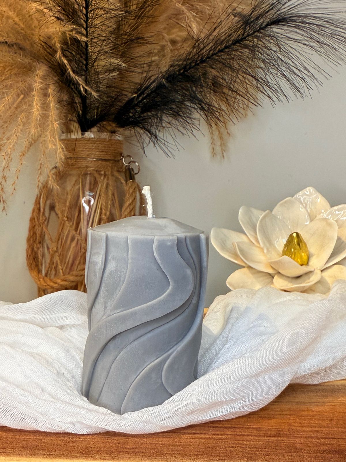 Bougie Cylindrique Ondulée – Petit Modèle – Image 2